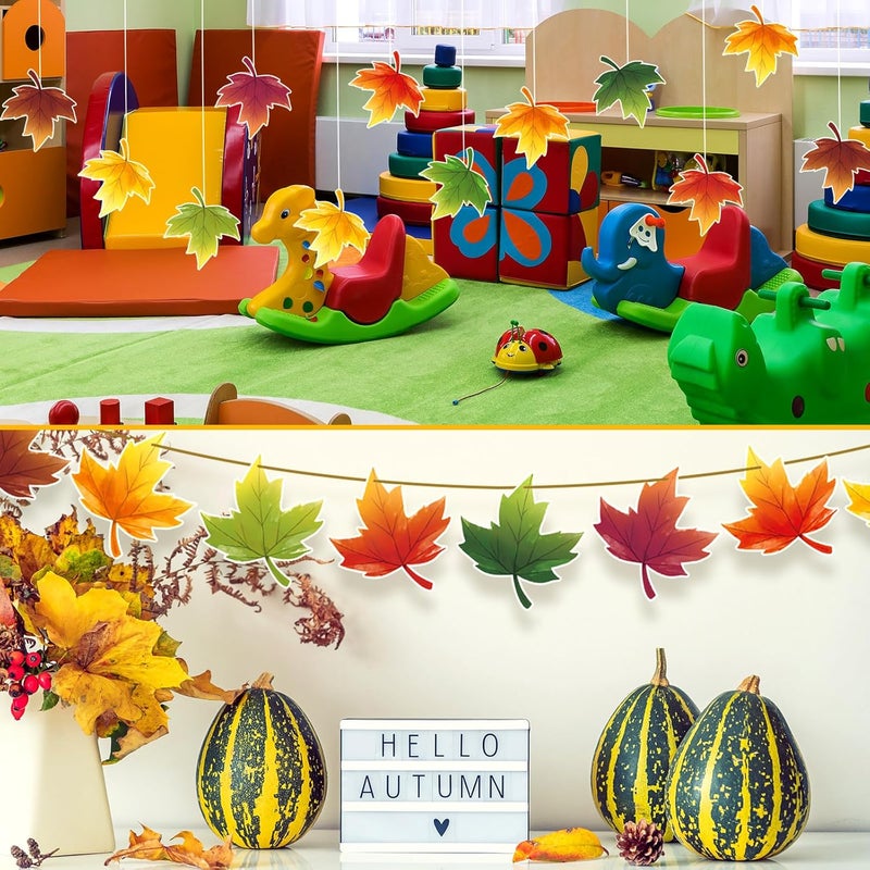 Geyee 108 Pcs Thanksgiving Fall Leaves Cutouts Christian Bulletin Board Sets Classroom Autumn Paper Maple Religious Leaves Die Cuts for Craft School Door Chalkboard Decorations(Watercolor,6 Inch) - Image 4